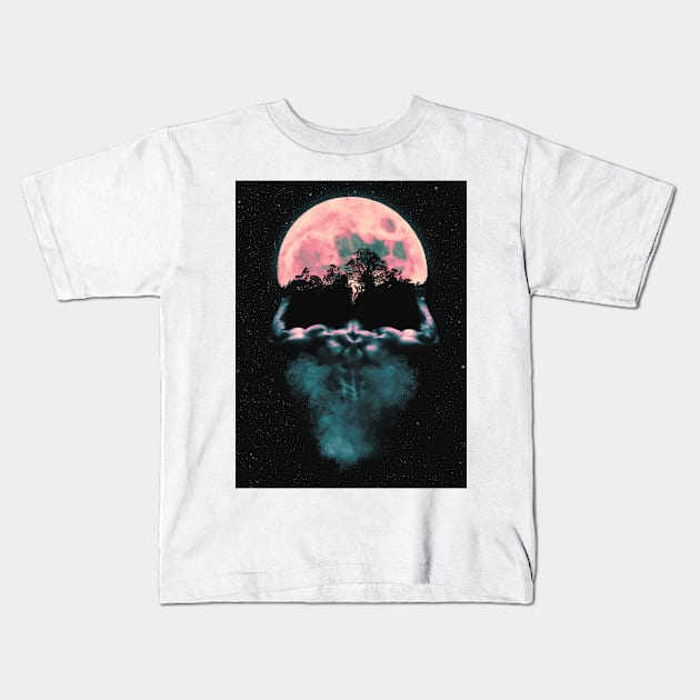 Moon Skull Kids T-Shirt by AnAzArt